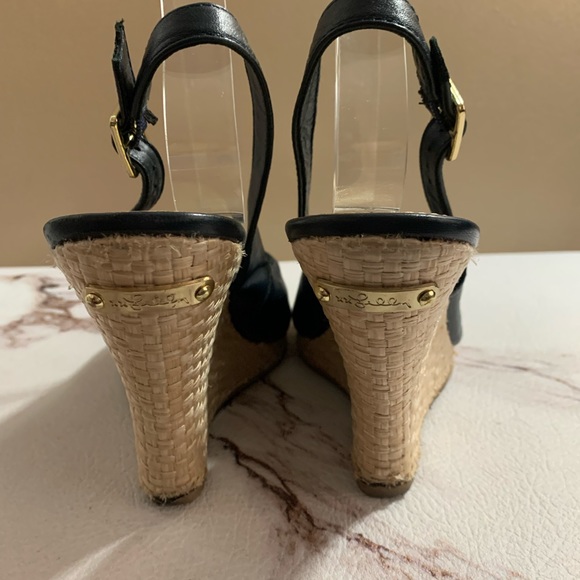Lilly Pulitzer Krisie Wedge Sling Back Sandals Navy Blue Women's 8.5. - Picture 6 of 10